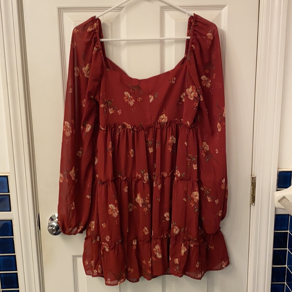 Red floral babydoll dress - Picture 4 of 4
